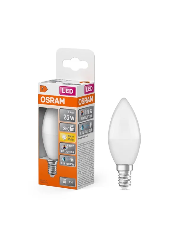 Osram LED-lyspære LED Comfort candle frosted 245lm 2.8W/927 (25W) E14