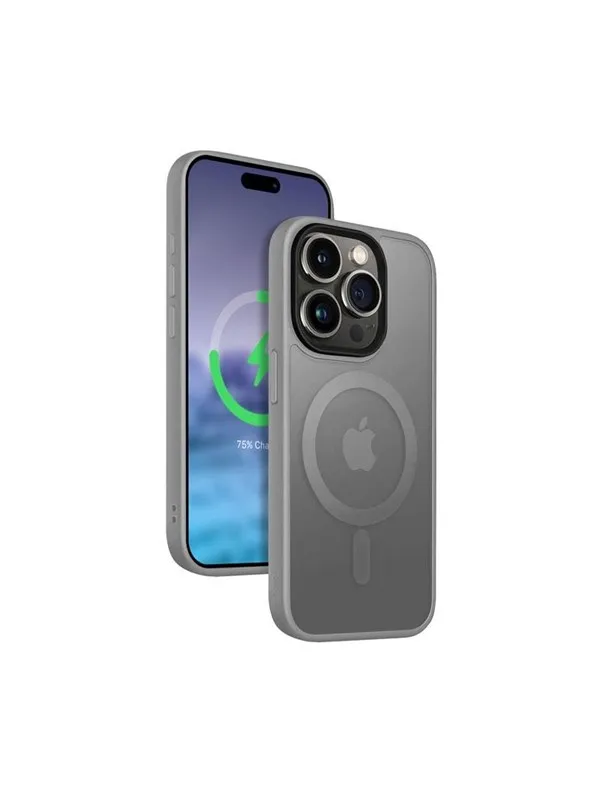 CRONG Hybrid Frost MAG Cover - iPhone 15 Pro Max MagSafe Case (Gray)