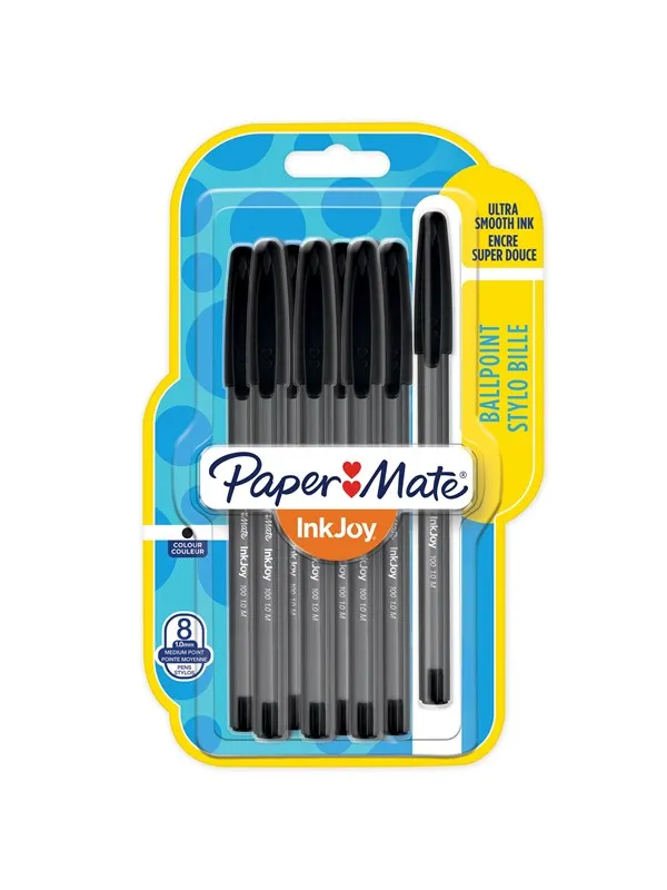 Paper Mate InkJoy 100ST Ballpoint Pens | Medium Point (1.0mm) | Black | 8 Count