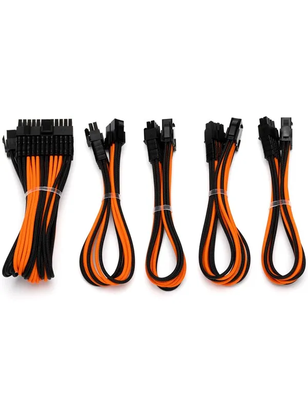 DUTZO Sleeved strøm forlengerkabel kit (v2) - Svart / Oransje