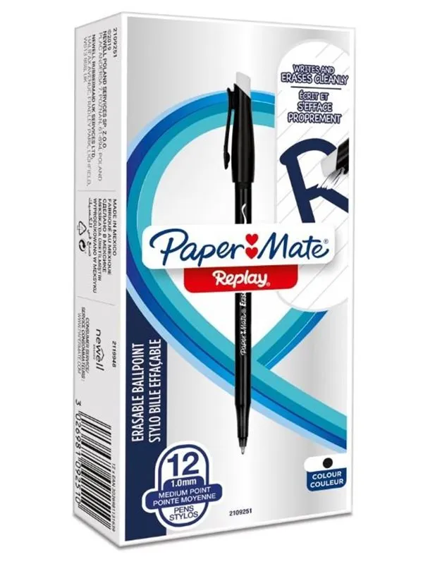Paper Mate Replay - ballpoint pen - black (pack of 12)