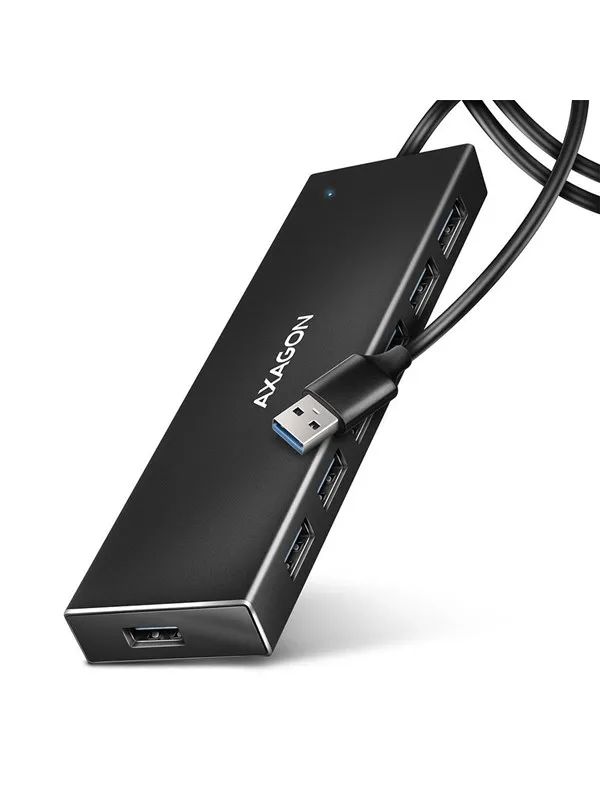 AXAGON SuperSpeed USB-A Flat Hub with 1 m Cable USB-hub - USB 3.2 - 7 porter - Svart