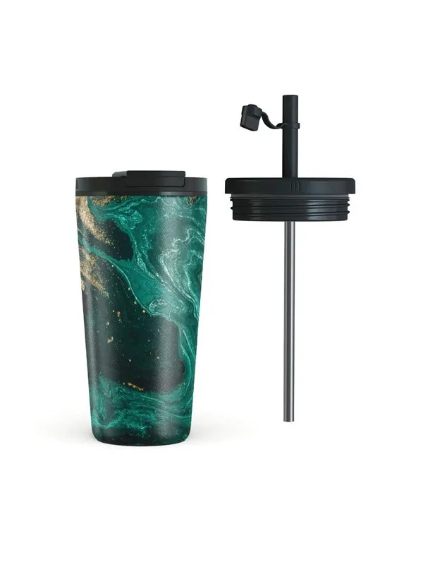 Burga Emerald Pool - Travel Mug 500ml with Flap & Straw Set