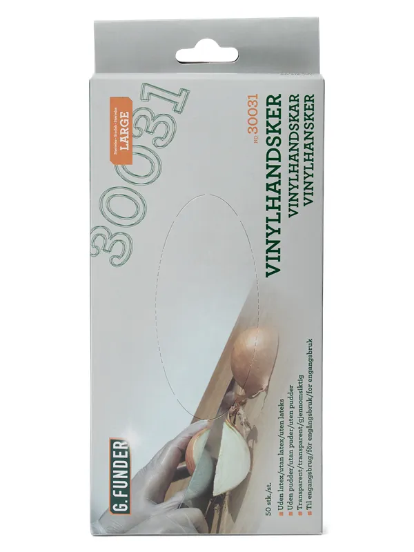 G.Funder Vinyl gloves size large 50 pcs per pack