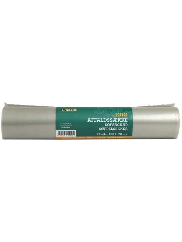 G.Funder Clear garbage bags 120 liters 10 bags per roll - extra heavy duty quality