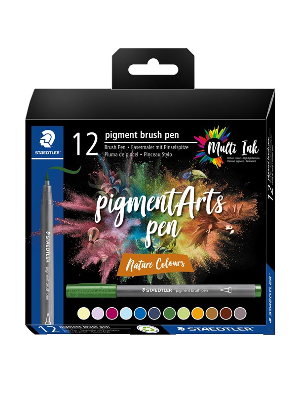 Staedtler Pigment brush 371 "Nature Set" 12 pcs. Cardboard box