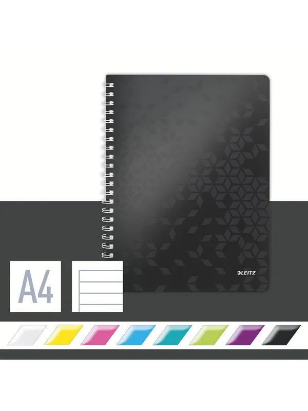 Leitz Notatbok  WOW PP A4 Linjer 80 ark Sort
