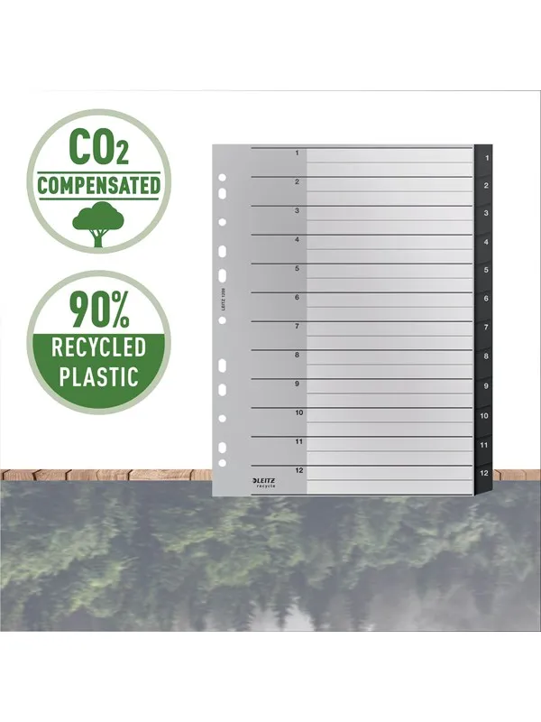 Leitz Recycle register 1-12, PP, ekstra bred
