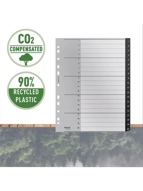 Leitz Recycle register 1-20, PP, ekstra bred