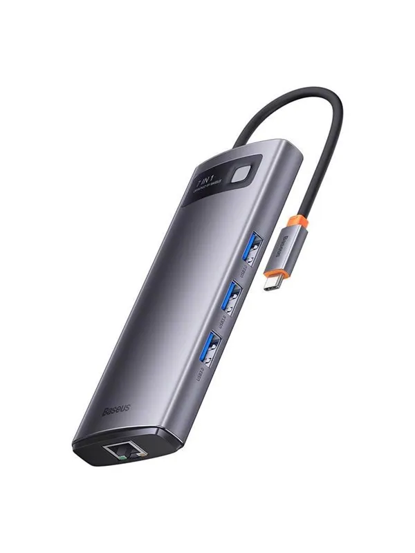 Baseus Metal Gleam Series 7-in-1 Hub USB-hub - Grå