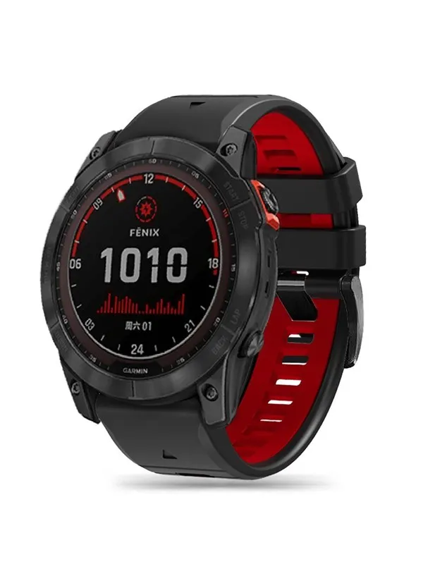 Tech-Protect IconBand Pro Strap for Garmin Fenix 3 / 5X / 3HR / 5X Plus / 6X / 6X Pro / 7X - Black & Red