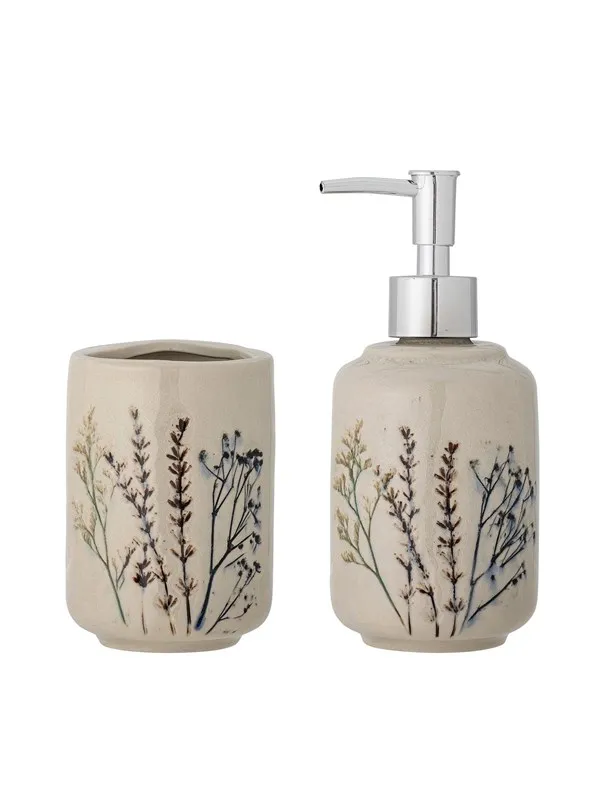 Bloomingville - Bea Soap Dispenser Set - Stoneware