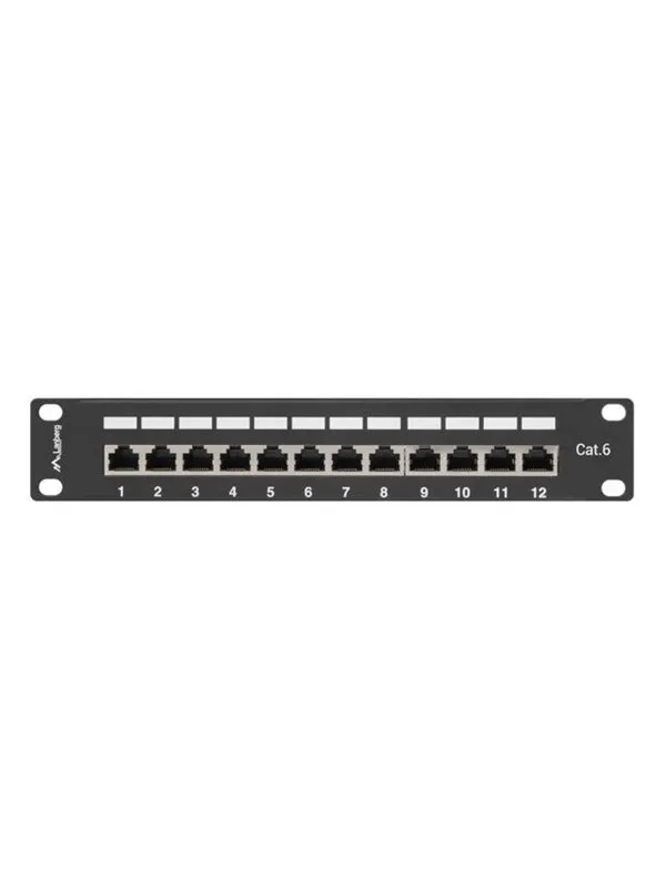 Lanberg PPF6-9012-B Patch Panel 12-Port 1U 10" Cat6 FTP Shielded Black