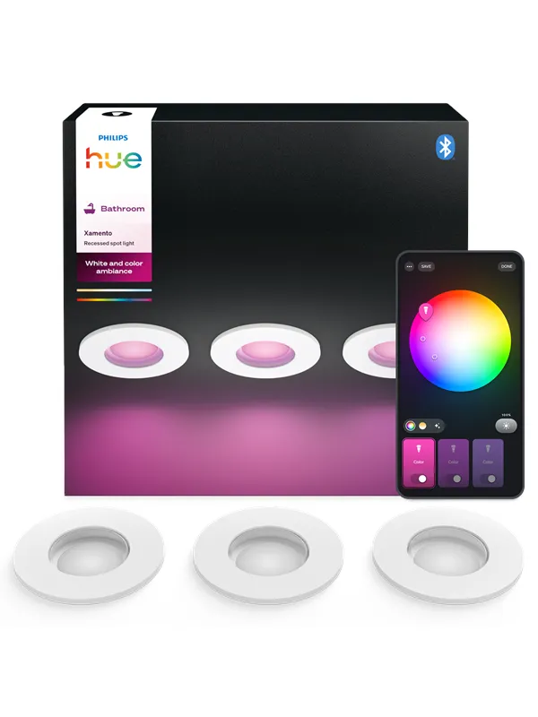Philips Hue Xamento Bathroom innfelt downlight 3-pakning