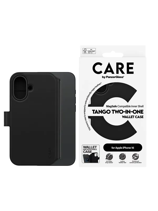 CARE by PanzerGlass Case Feature Tango Two-in-One Wallet Case iPhone 16