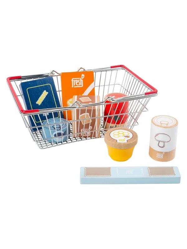 Small Foot - Wooden Play Food in Shopping Basket