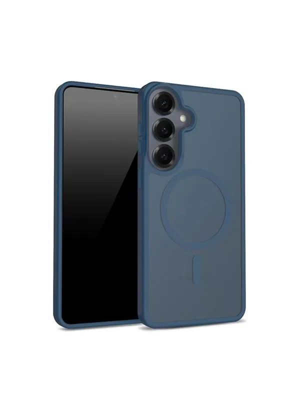 CRONG Hybrid Matte Magnetic - MagSafe Case for Samsung Galaxy S25 (Navy Blue)