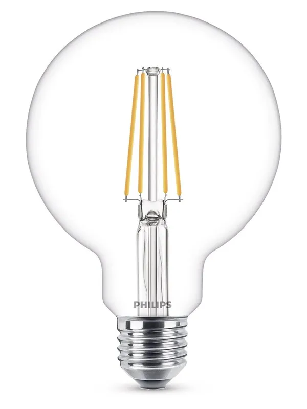 Philips LED-lyspære Classic Globe G95 7W/827 (60W) Clear E27
