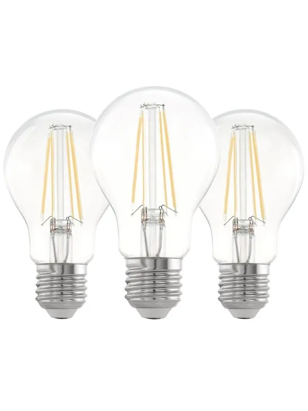 EGLO LED-lyspære A60 Standard 7W/827 806 lumen clear 3-pack E27