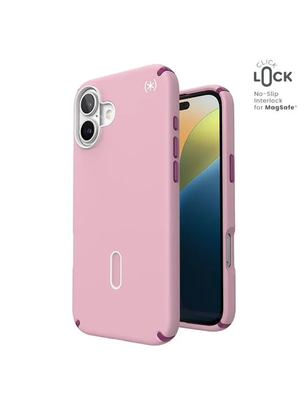 Speck Presidio2 Pro ClickLock & MagSafe - iPhone 16 Plus Case - Wednesday Pink / Boysenberry Purple / White