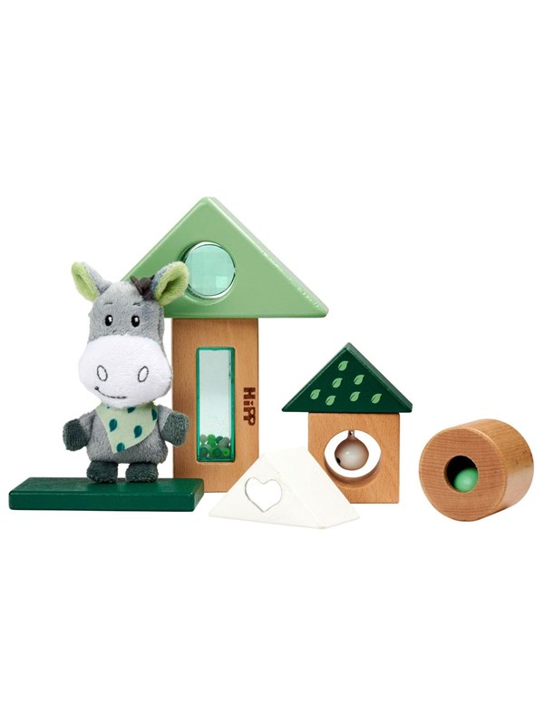 Eichhorn Baby Hipp Wooden Sound Blocks with Donkey Plush Toy
