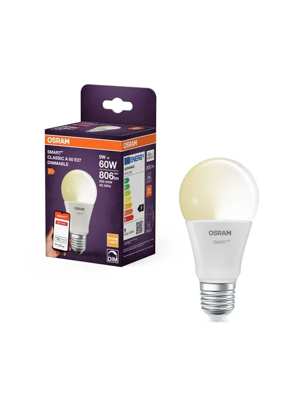 Osram SMART+ standard 806lm 9W/827 (60W) frosted E27 Zigbee