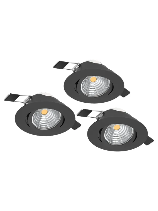 EGLO SALICETO recessed spotlight LED 6W 2700K black 3-pack