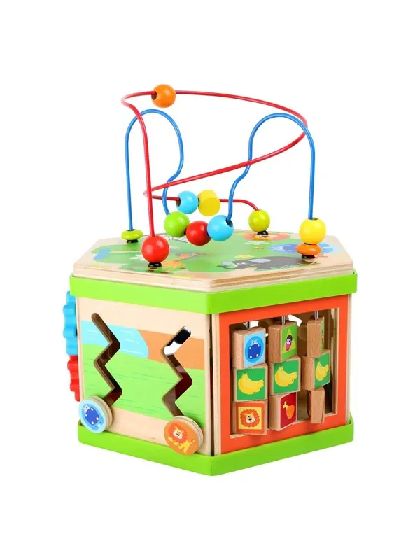 Small Foot - Wooden Activity Cube with Motor Skills Spiral Safari