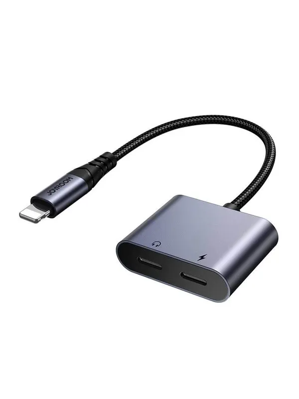 Joyroom 2-in-1 Audio adapter SY-L02 Lightning to Double Lightning (black) USB-hub - Svart