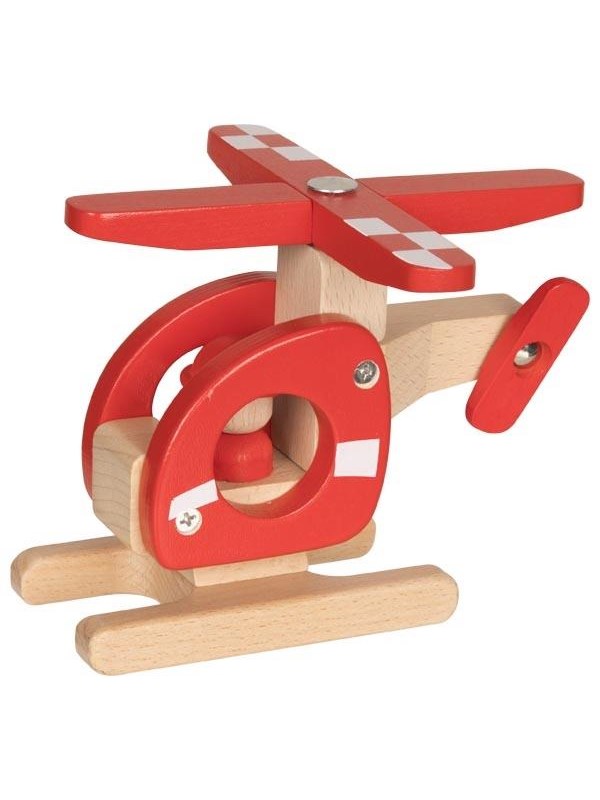 Goki Wooden Helicopter Red
