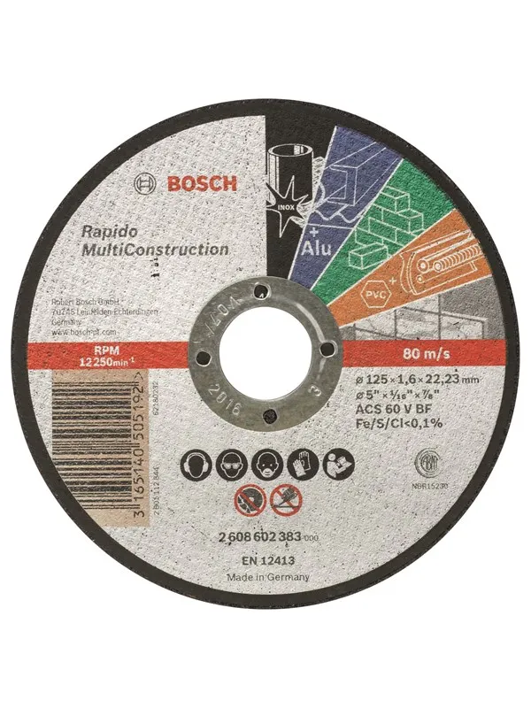 Bosch Kappeskive rett Rapido Multi Construction ACS 46 V BF, 125 mm, 1,6 mm