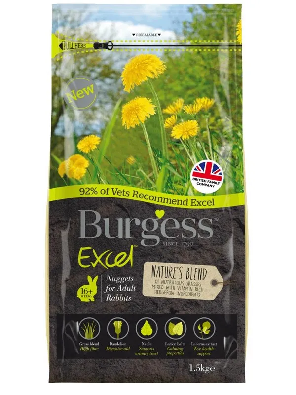 Burgess Excel Nature's Blend Voksen Kanin Pellets med Hekkurter 1.5kg