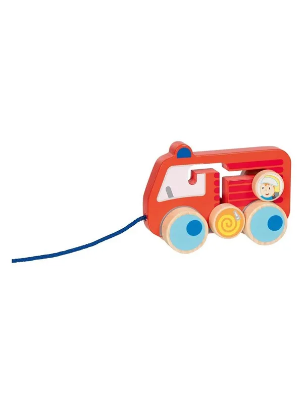 Goki Wooden Pull Figure Fire Brigade 112