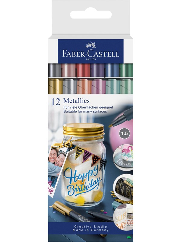 Faber-Castell Metallics marker 12ct cardboard wallet