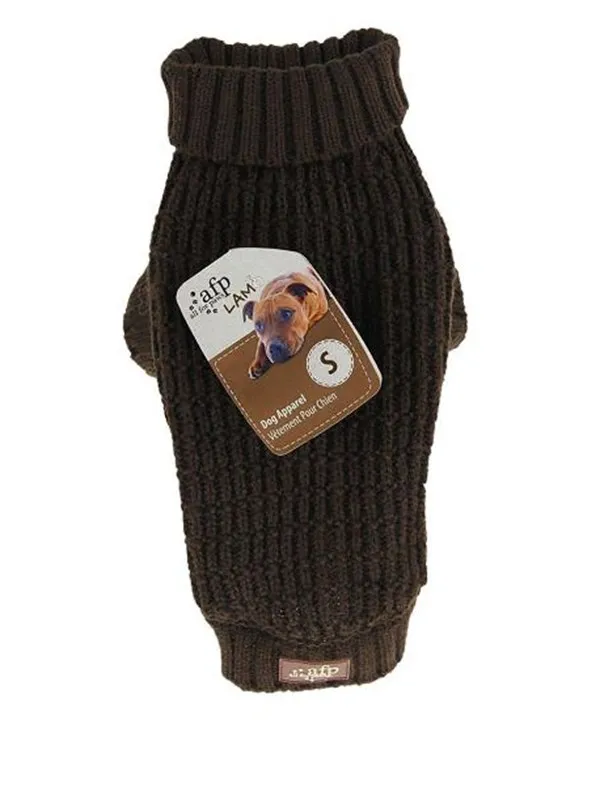 AFP All For Paws - Knitted Dog Sweater Fishermans Brown M 30.5cm