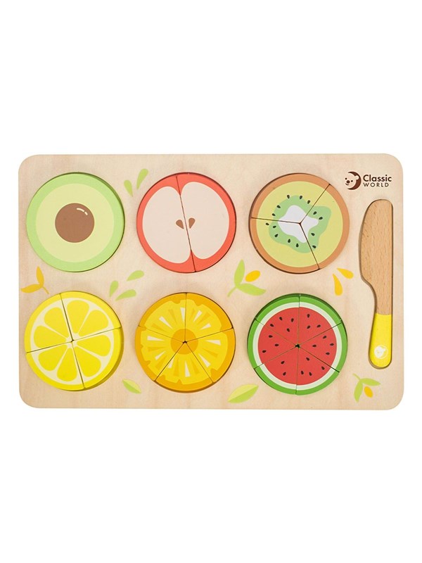 Classic World Wooden Fruit Puzzle Fractions 22 pieces.