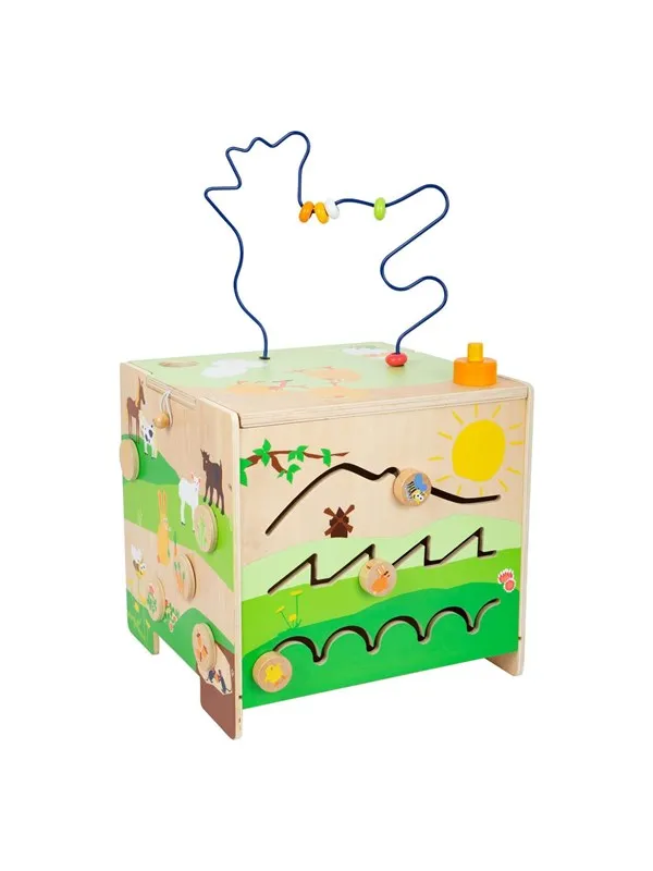 Small Foot - Wooden Activity Cube with Motor Skills Spiral Farm