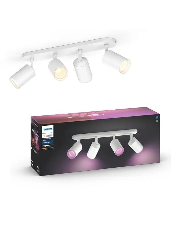 Philips Hue Fugato Plate/Spiral 4x5.7W Spots - Hvit