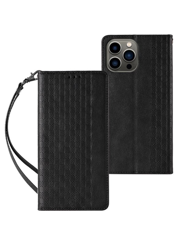 Hurtel Magnet Strap Case for Samsung Galaxy S23+ Flip Wallet Mini Lanyard Stand Black
