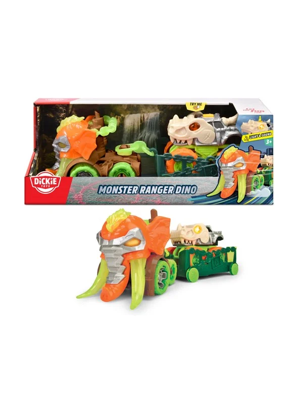 Dickie Monster Ranger Dinosaur, Bil med Tilhenger (32 cm)