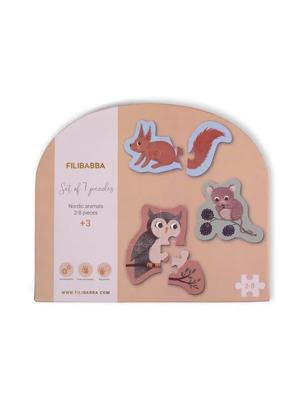 Filibabba Set of 7 puzzles - Nordic animals