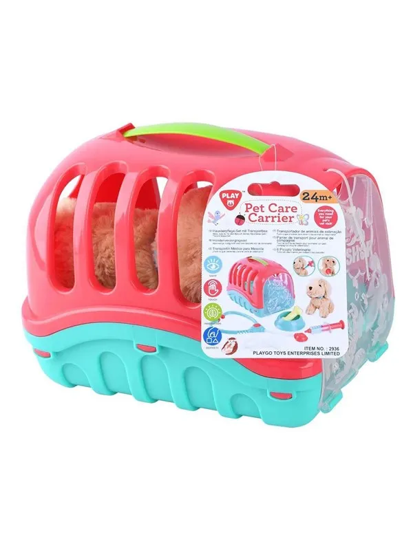PLAY Animal Travel Cage with Cuddly Puppy 7pcs.