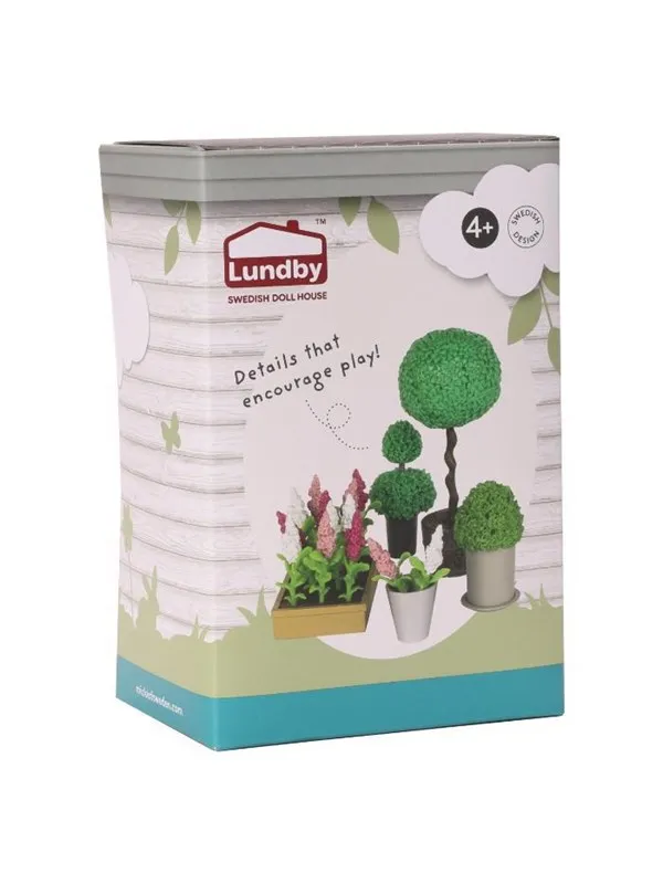 Lundby blomster sæt 5 dele urtepotter m/planter