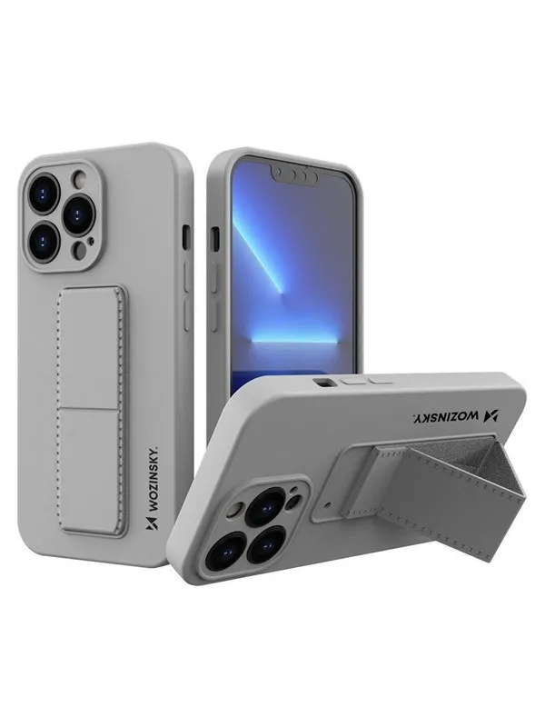 Wozinsky Kickstand Case Silicone Case with Stand iPhone 13 mini gray