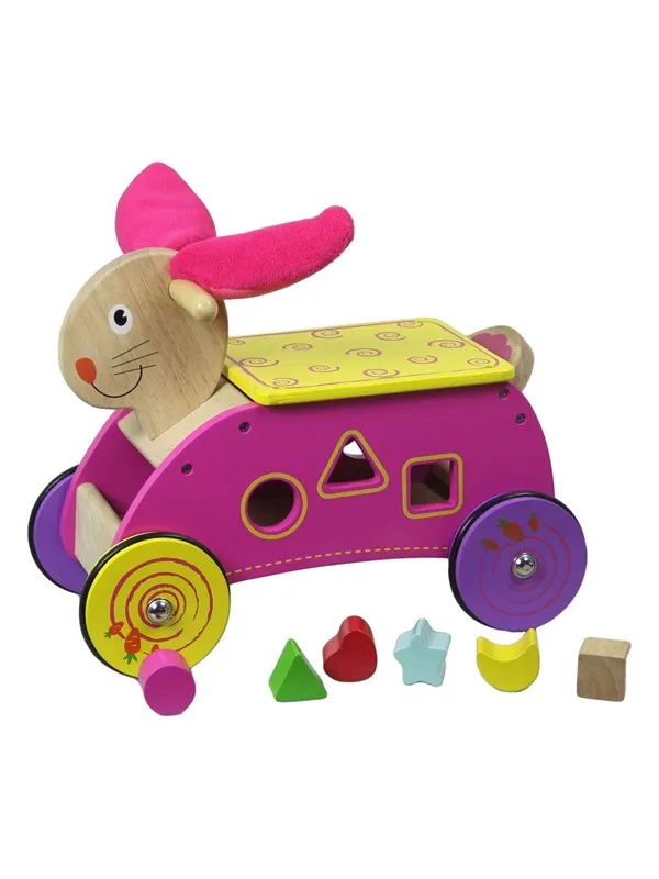 Primi Passi - Wooden Shape and Walker Rabbit Pink