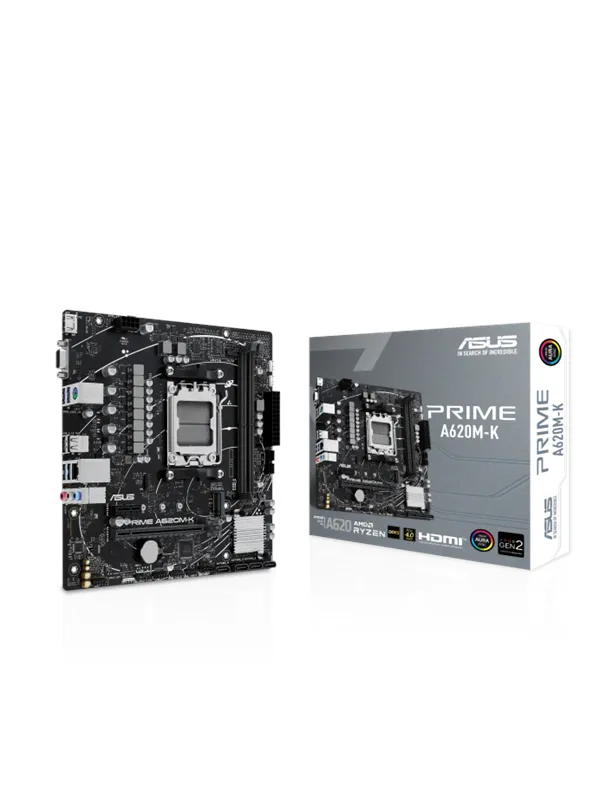 ASUS PRIME A620AM-K Hovedkort - AMD A620A - AMD AM5 socket - DDR5 RAM - Micro-ATX