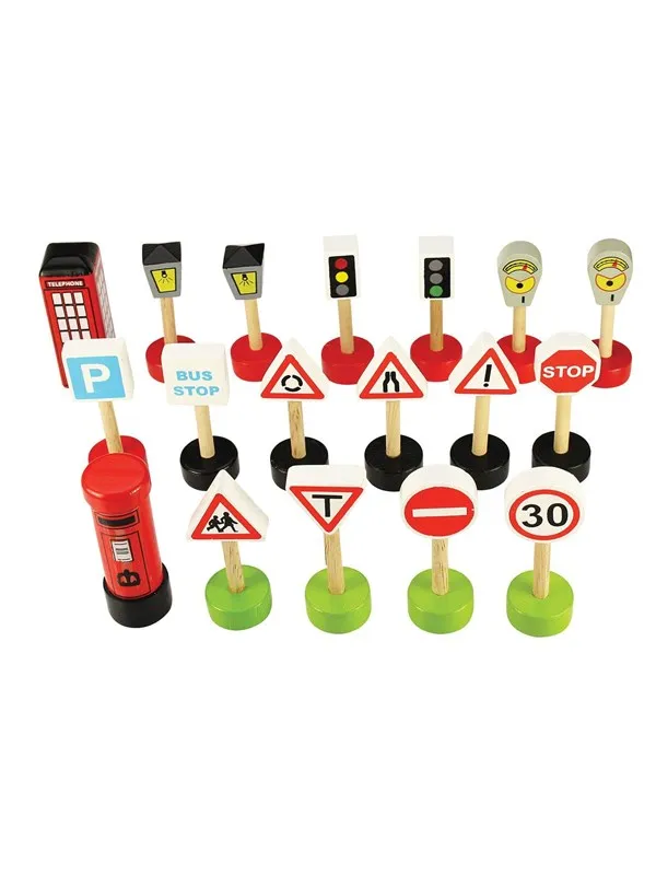 Bigjigs Wooden Traffic Signs 18pcs.