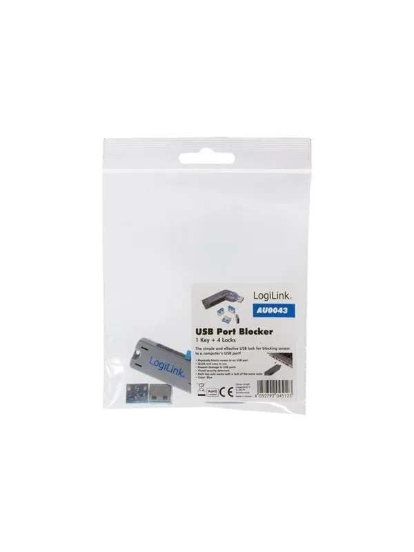 LogiLink USB-A port blocker (1x key and 4x locks)