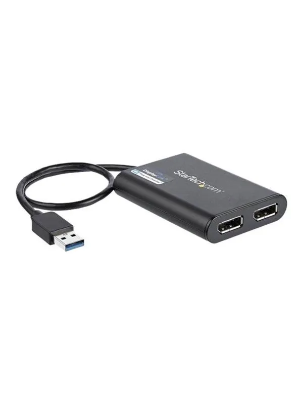 StarTech.com USB to Dual DisplayPort Adapter - 4K 60Hz - USB 3.0 (5Gbps) - external video adapter - DisplayLink DL-6950 - black