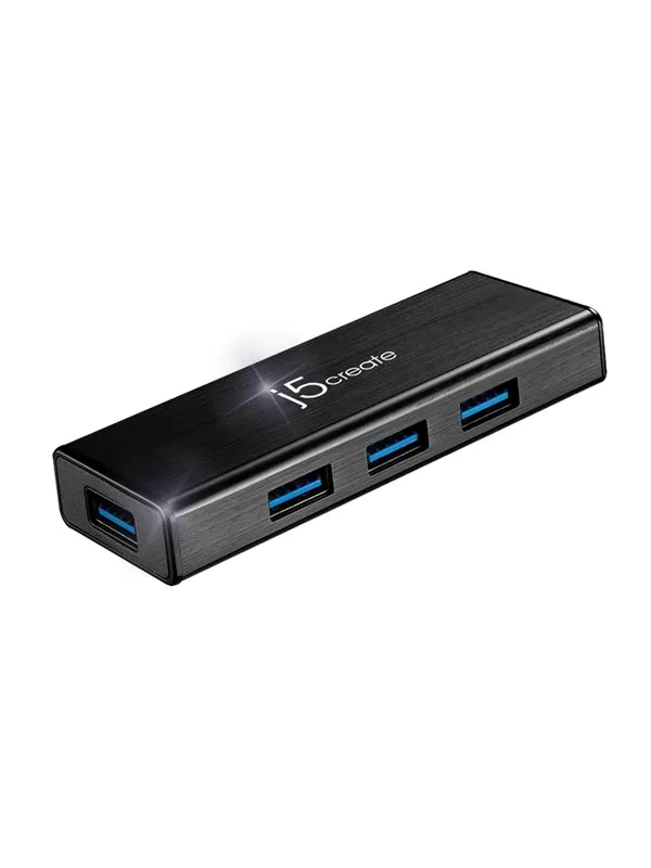 j5create 4-Port USB3.0 Mini Hub USB-hub - USB 3.0 - 4 porter - Svart